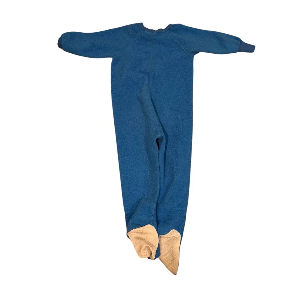 Vtg Eden Toys Paddington Bear Football Blue Fleece Footed Sleeper Pajamas 3T USA